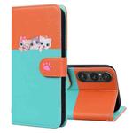 For Sony Xperia 1 V Cute Pet Series Color Block Buckle Leather Phone Case(Sky Blue)