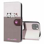 For iPhone 13 Cute Pet Series Color Block Buckle Leather Phone Case(Pale Mauve)