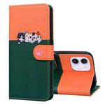 For iPhone 12 / 12 Pro Cute Pet Series Color Block Buckle Leather Phone Case(Dark Green)