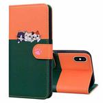 For iPhone X / XS Cute Pet Series Color Block Buckle Leather Phone Case(Dark Green)