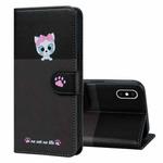 For iPhone X / XS Cute Pet Series Color Block Buckle Leather Phone Case(Dark Grey)