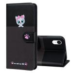For iPhone XR Cute Pet Series Color Block Buckle Leather Phone Case(Dark Grey)