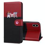 For iPhone XS Max Cute Pet Series Color Block Buckle Leather Phone Case(Black)
