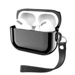 For AirPods Pro Electroplating TPU Solid Color Earphone Protective Case with Lanyard(Black)