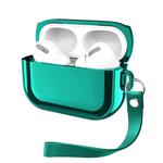 For AirPods Pro Electroplating TPU Solid Color Earphone Protective Case with Lanyard(Green)
