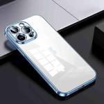 For iPhone 15 Pro Max SULADA Shine Through Series Plating TPU Transparent Phone Case(Sierra Blue)