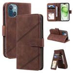 For iPhone 15 Skin Feel Multi-card Wallet Leather Phone Case(Brown)