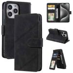 For iPhone 15 Pro Skin Feel Multi-card Wallet Leather Phone Case(Black)