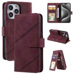 For iPhone 15 Pro Skin Feel Multi-card Wallet Leather Phone Case(Red)