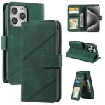 For iPhone 15 Pro Skin Feel Multi-card Wallet Leather Phone Case(Green)