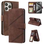 For iPhone 15 Pro Skin Feel Multi-card Wallet Leather Phone Case(Brown)