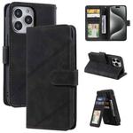 For iPhone 15 Pro Max Skin Feel Multi-card Wallet Leather Phone Case(Black)