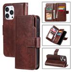 For iPhone 16 Pro Max Tri-Fold 9-Card Wallets Leather Phone Case(Brown)