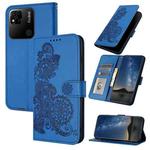 For Xiaomi Redmi 10A Datura Flower Embossed Flip Leather Phone Case(Blue)