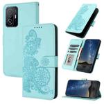 For Xiaomi 11T Pro / 11T Datura Flower Embossed Flip Leather Phone Case(Light blue)