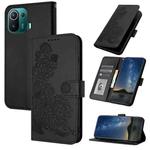 For Xiaomi Mi 11 Pro Datura Flower Embossed Flip Leather Phone Case(Black)