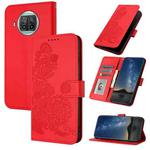 For Xiaomi Mi 10T Lite 5G Datura Flower Embossed Flip Leather Phone Case(Red)