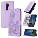 For  Xiaomi Redmi 9 Datura Flower Embossed Flip Leather Phone Case(Purple)