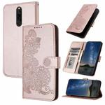 For Xiaomi Redmi 8 Datura Flower Embossed Flip Leather Phone Case(Rose Gold)