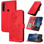For Xiaomi Redmi Note 8 Datura Flower Embossed Flip Leather Phone Case(Red)