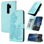 For Xiaomi Redmi Note 8 Pro Datura Flower Embossed Flip Leather Phone Case(Light blue)
