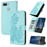 For Xiaomi Redmi 6 Datura Flower Embossed Flip Leather Phone Case(Light blue)