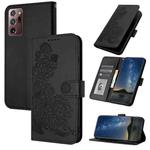 For Samsung Galaxy Note20 Ultra Datura Flower Embossed Flip Leather Phone Case(Black)