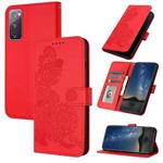 For Samsung Galaxy S20 FE Datura Flower Embossed Flip Leather Phone Case(Red)
