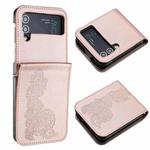 For Samsung Galaxy Z Flip3 5G Datura Flower Embossed Flip Leather Phone Case(Rose Gold)