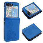 For Samsung Galaxy Z Flip5 5G Datura Flower Embossed Flip Leather Phone Case(Blue)