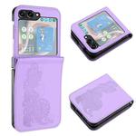 For Samsung Galaxy Z Flip5 5G Datura Flower Embossed Flip Leather Phone Case(Purple)