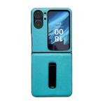 For OPPO Find N2 Flip Litchi Texture PU Shockproof Phone Case with Holder(Blue)