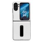 For OPPO Find N2 Flip Litchi Texture PU Shockproof Phone Case with Holder(White)