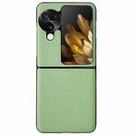 For OPPO Find N3 Flip Morandi Solid Color Leather Texture Phone Case(Green)