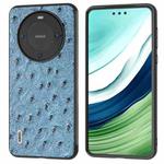 For Huawei Mate 60 Pro ABEEL Genuine Leather Ostrich Texture Phone Case(Blue)