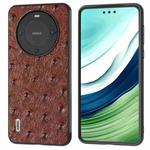 For Huawei Mate 60 Pro ABEEL Genuine Leather Ostrich Texture Phone Case(Coffee)