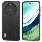 For Huawei Mate 60 ABEEL Wood Texture PU Phone Case(Black)