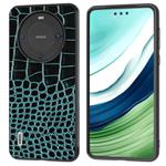For Huawei Mate 60 ABEEL Genuine Leather Crocodile Pattern Black Edge Phone Case(Blue)