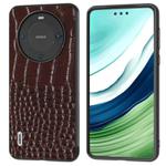 For Huawei Mate 60 ABEEL Genuine Leather Crocodile Pattern Black Edge Phone Case(Coffee)