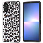 For Sony Xperia 5 V ABEEL Black Edge Leopard Phone Case(Silver Leopard)