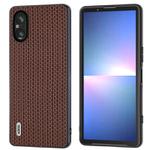 For Sony Xperia 5 V ABEEL Genuine Leather Luxury Black Edge Phone Case(Coffee)