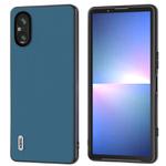 For Sony Xperia 5 V ABEEL Genuine Leather Silky Soft Black Edge Phone Case(Blue)