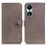 For Honor X5 Plus KHAZNEH Cowhide Texture Horizontal Flip Leather Phone Case(Khaki)