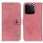 For Honor 200 Smart / Play 60 Plus KHAZNEH Cowhide Texture Horizontal Flip Leather Phone Case(Pink)