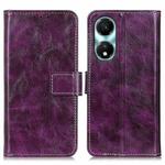 For Honor X5 Plus Retro Crazy Horse Texture Flip Leather Phone Case(Purple)