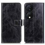 For Honor X7b Retro Crazy Horse Texture Flip Leather Phone Case(Black)