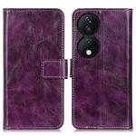 For Honor X7b Retro Crazy Horse Texture Flip Leather Phone Case(Purple)