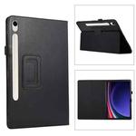 For Samsung Galaxy Tab S9 Litchi Texture Leather Tablet Case with Holder(Black)
