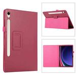 For Samsung Galaxy Tab S9 Litchi Texture Leather Tablet Case with Holder(Rose Red)