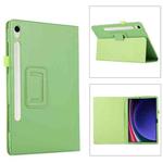 For Samsung Galaxy Tab S9 Litchi Texture Leather Tablet Case with Holder(Green)